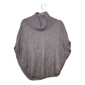 Sisters Gray Turtleneck Knit Poncho Cape Minimalist Cozy Small